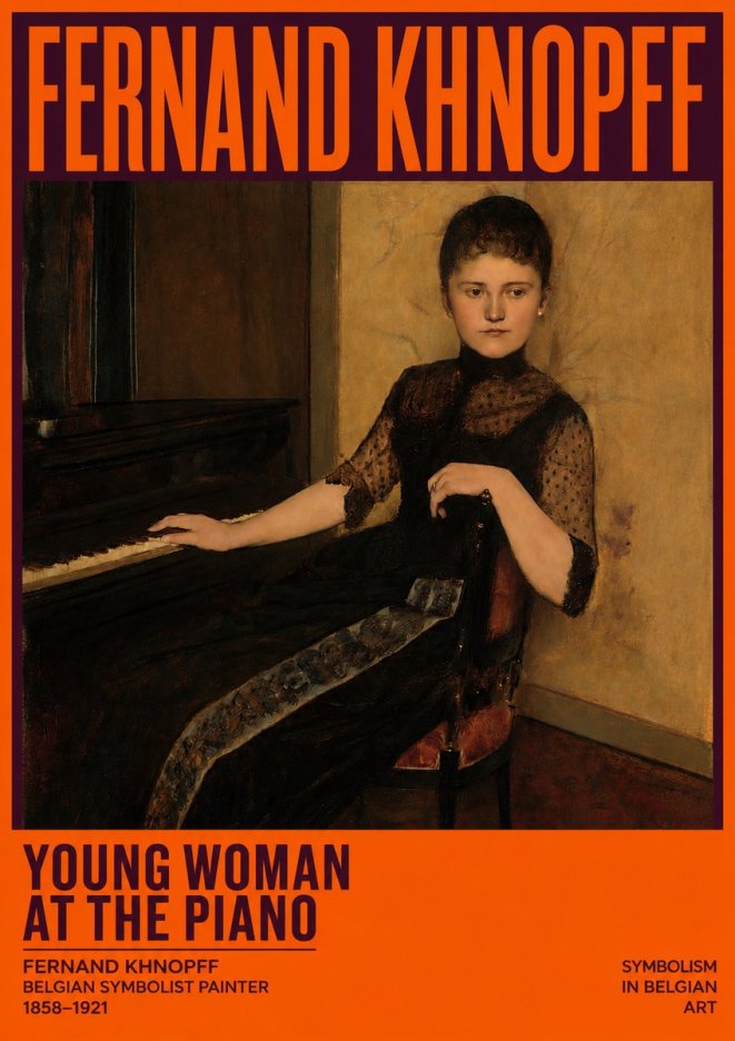Fernand Khnopff The Piano, 1889 No5 - Plakát