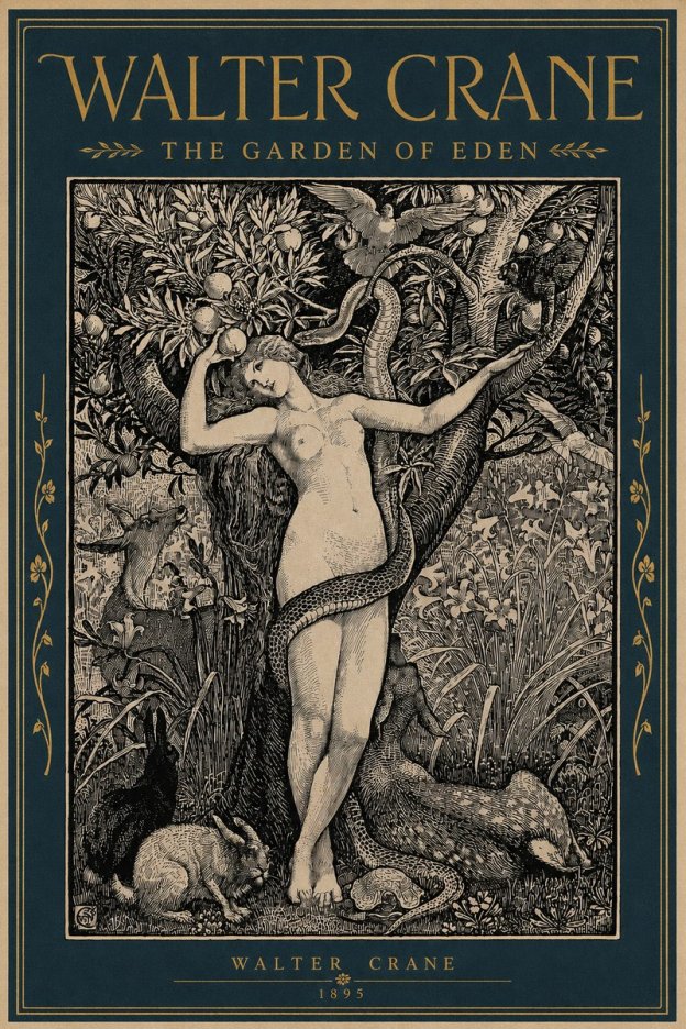 Walter Crane The Garden of Eden No4 - Plakát