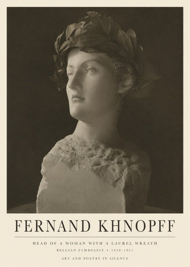 Fernand Khnopff Study for a Laurelled Head No6 - Plakát