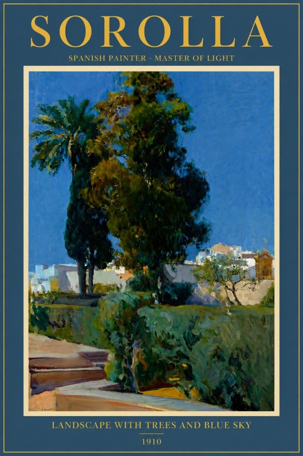 Sorolla Landscape with Trees and Blue Sky No4 - Plakát