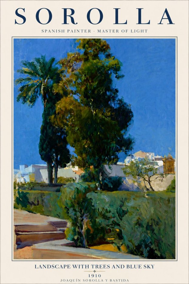 Sorolla Landscape with Trees and Blue Sky No5 - Plakát