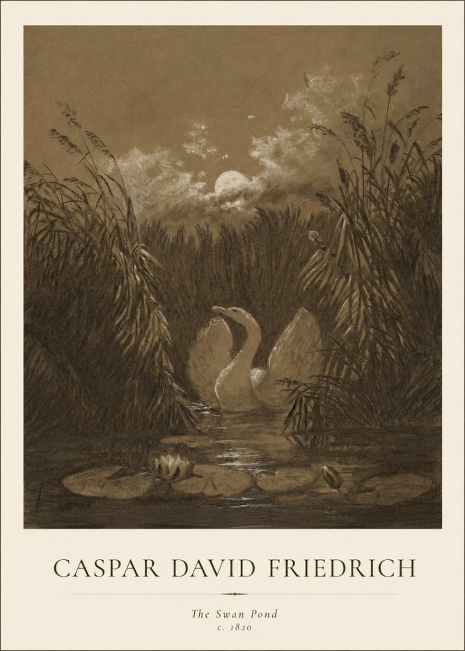 Caspar David Friedrich The Swan Pond No1 - Plakát