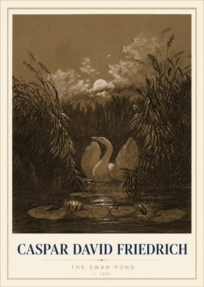 Caspar David Friedrich The Swan Pond No4 - Plakát
