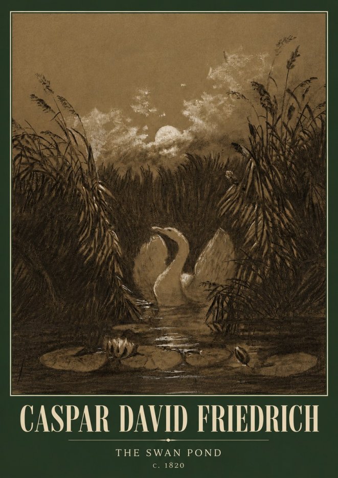 Caspar David Friedrich The Swan Pond No5 - Plakát