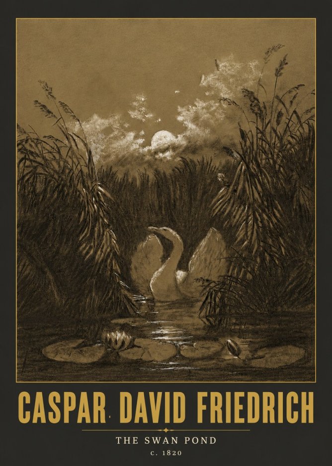 Caspar David Friedrich The Swan Pond No6 - Plakát