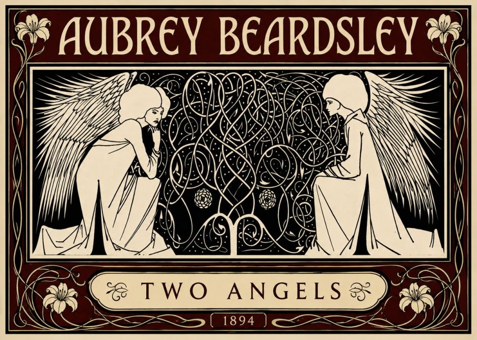 Aubrey Beardsley Two Angels No5 - Plakát