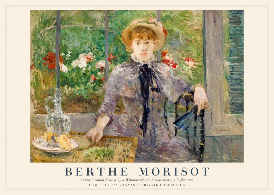Berthe Morisot Young Woman Seated by a Window (Jeune Femme Assise À La Fenêtre) No1 - Plakát