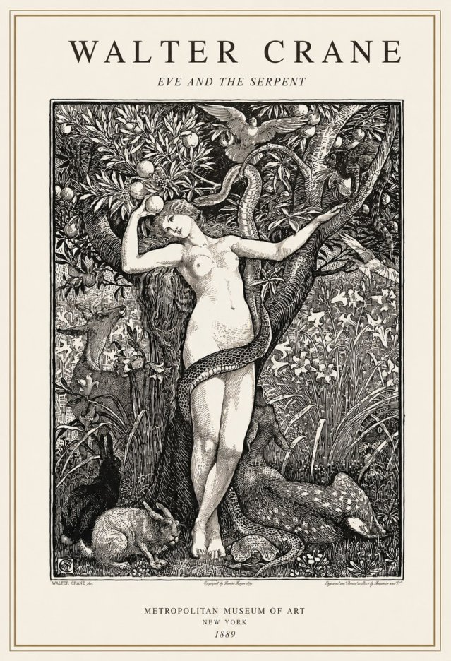 Walter Crane Eve and the Serpent No1 - Plakát