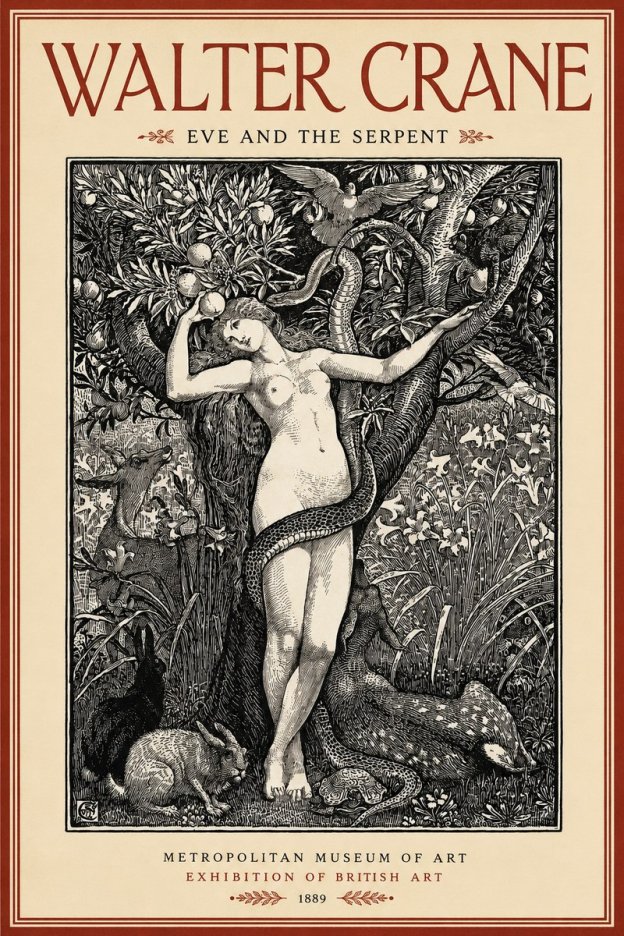 Walter Crane Eve and the Serpent No2 - Plakát