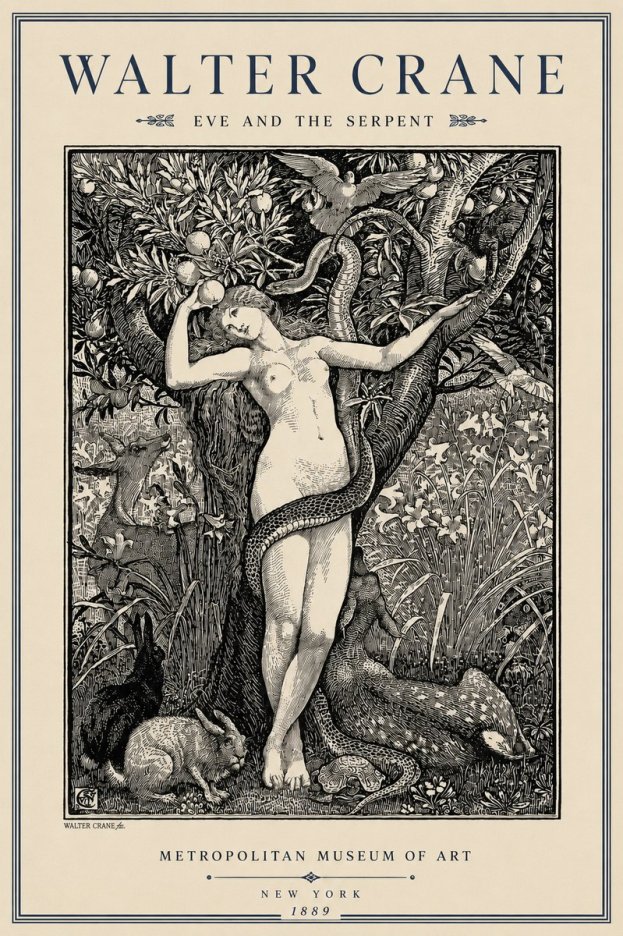 Walter Crane Eve and the Serpent No3 - Plakát