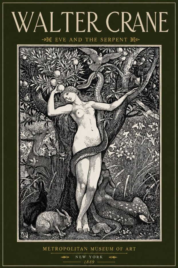 Walter Crane Eve and the Serpent No4 - Plakát