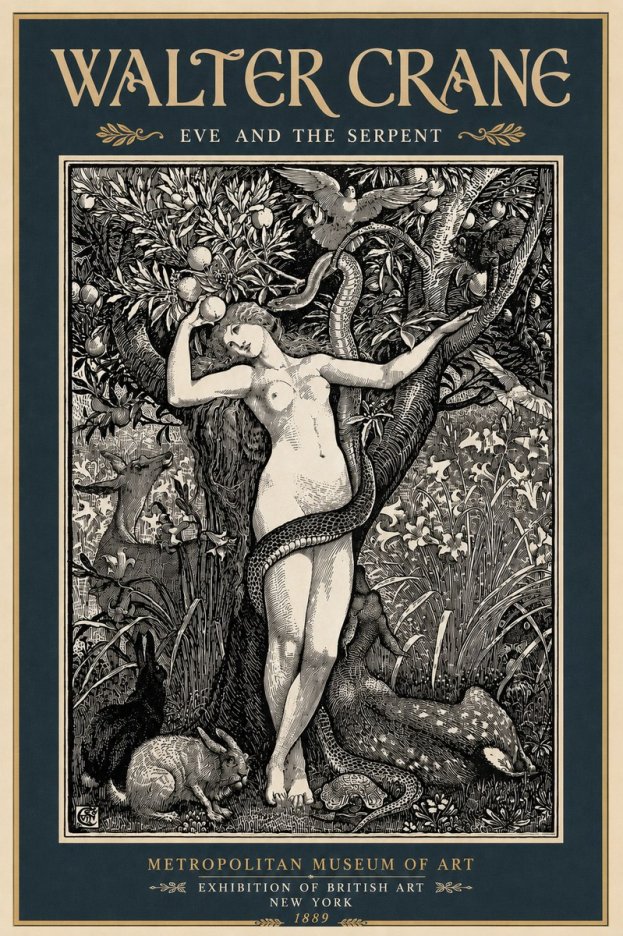 Walter Crane Eve and the Serpent No6 - Plakát
