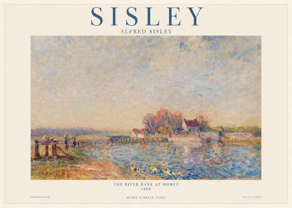 Sisley The River Bank at Moret No1 - Plakát