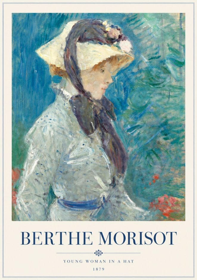 Berthe Morisot Young Woman in a Hat No3 - Plakát