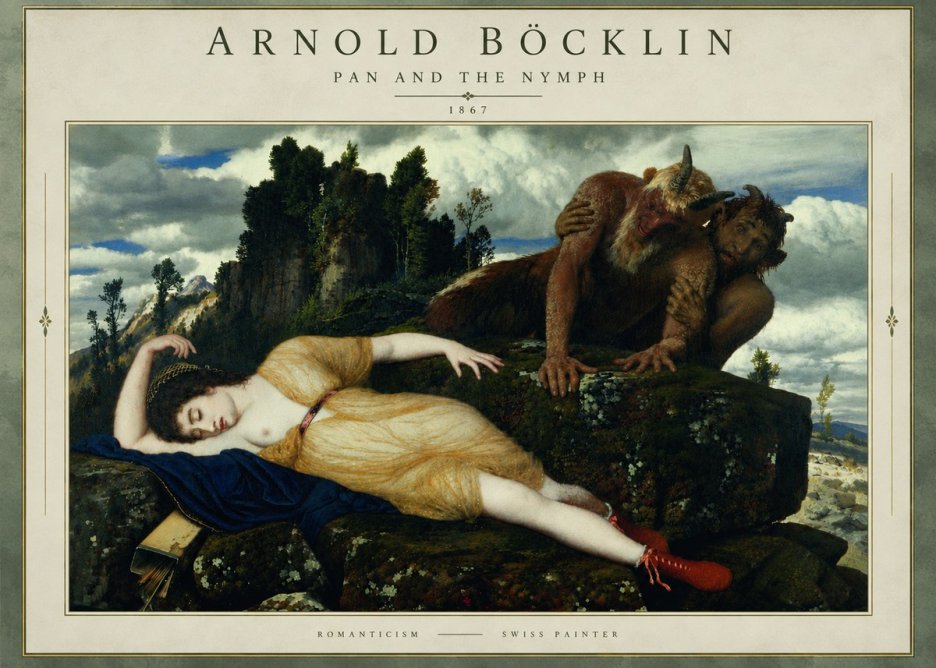 Arnold Böcklin Pan and the Nymph No3 - Plakát