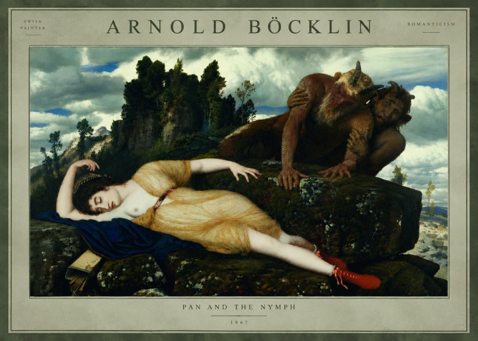 Arnold Böcklin Pan and the Nymph No5 - Plakát