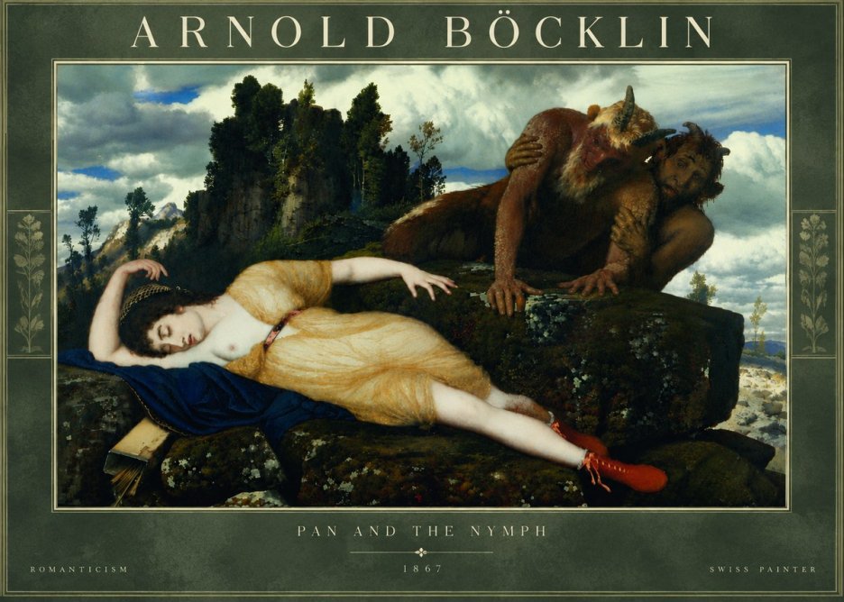 Arnold Böcklin Pan and the Nymph No6 - Plakát