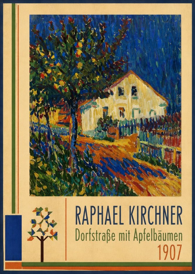 Raphael Kirchner Dorfstraße Mit Apfelbäumen No2 - Plakát