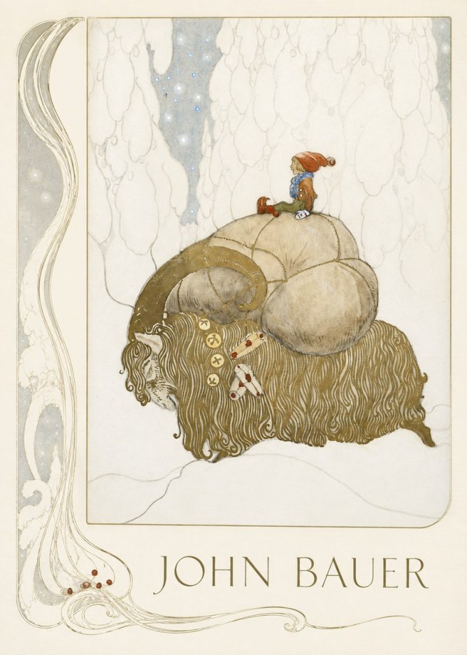 John Bauer The Boy and the Musk Ox No2 - Plakát