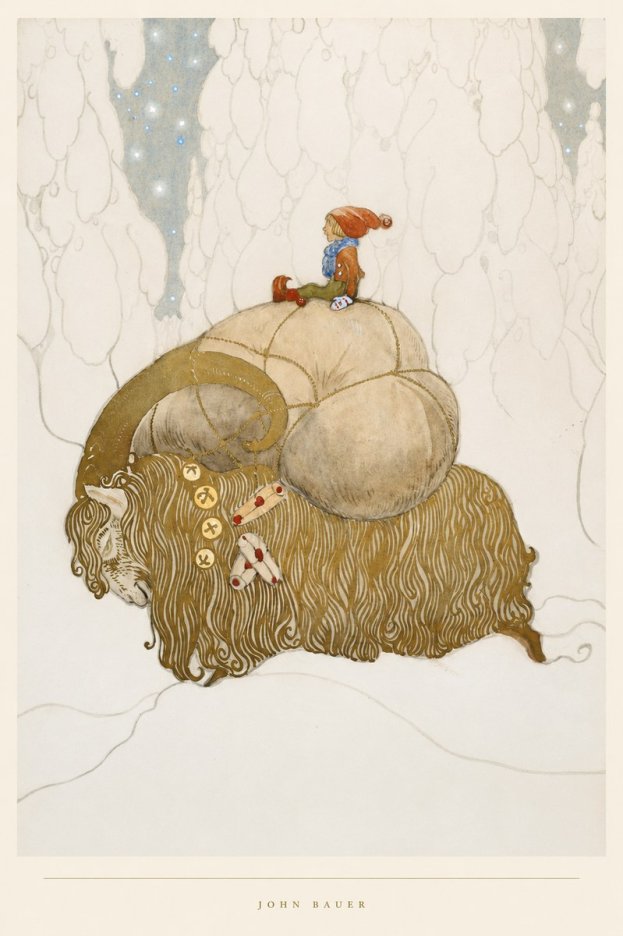 John Bauer The Boy and the Musk Ox No4 - Plakát