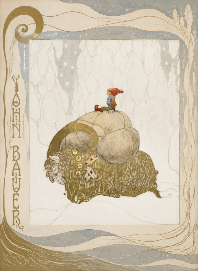 John Bauer The Boy and the Musk Ox No6 - Plakát