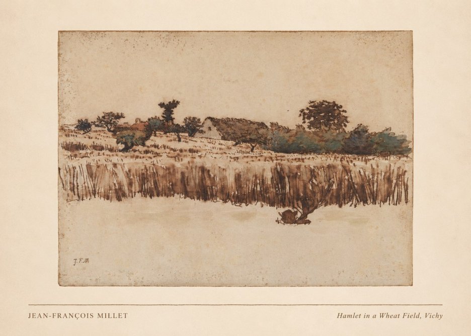 Jean-François Millet Hamlet in a Wheat Field, Vichy No3 - Plakát