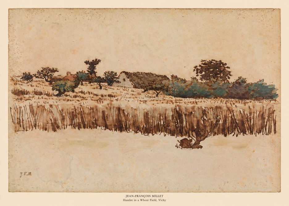 Jean-François Millet Hamlet in a Wheat Field, Vichy No5 - Plakát