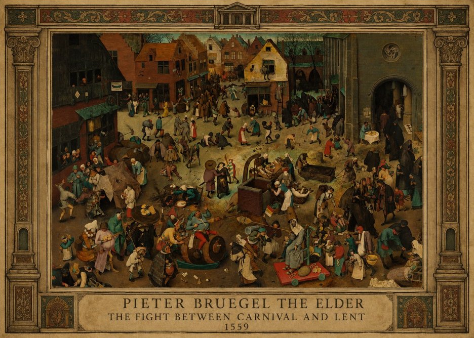 Pieter Bruegel The Fight Between Carnival and Lent II No1 - Plakát