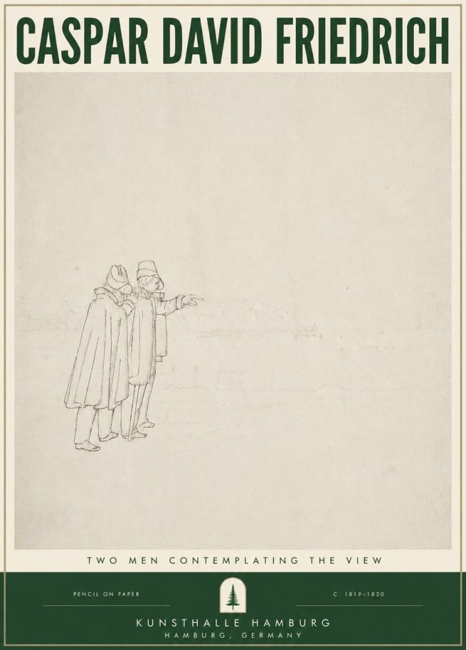 Caspar David Friedrich Two Men Contemplating the View No3 - Plakát