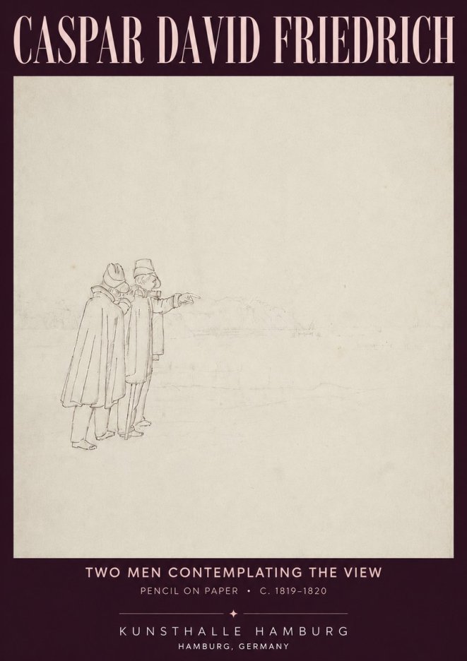 Caspar David Friedrich Two Men Contemplating the View No4 - Plakát