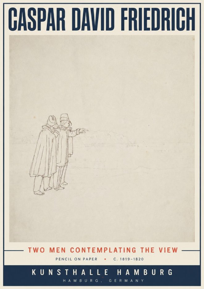Caspar David Friedrich Two Men Contemplating the View No5 - Plakát