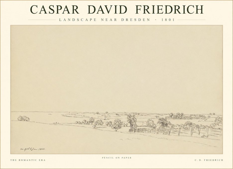 Caspar David Friedrich View of the Countryside Near Dresden No3 - Plakát