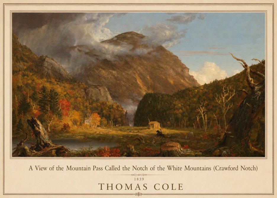 Thomas Cole A View of the Mountain Pass Called the Notch of the White Mountains (Crawford Notch) I No1 - Plakát