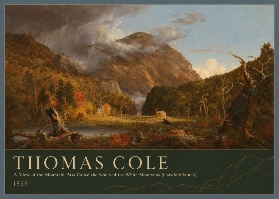 Thomas Cole A View of the Mountain Pass Called the Notch of the White Mountains (Crawford Notch) I No3 - Plakát