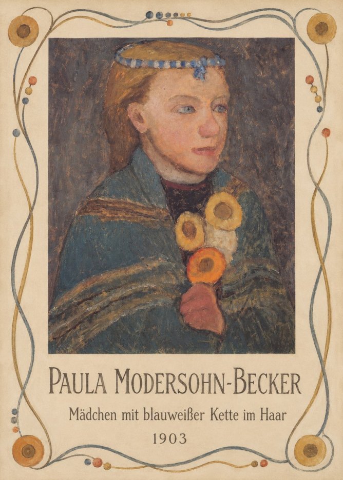 Paula Modersohn-Becker Mädchen Mit Blauweißer Kette Im Haar No5 - Plakát