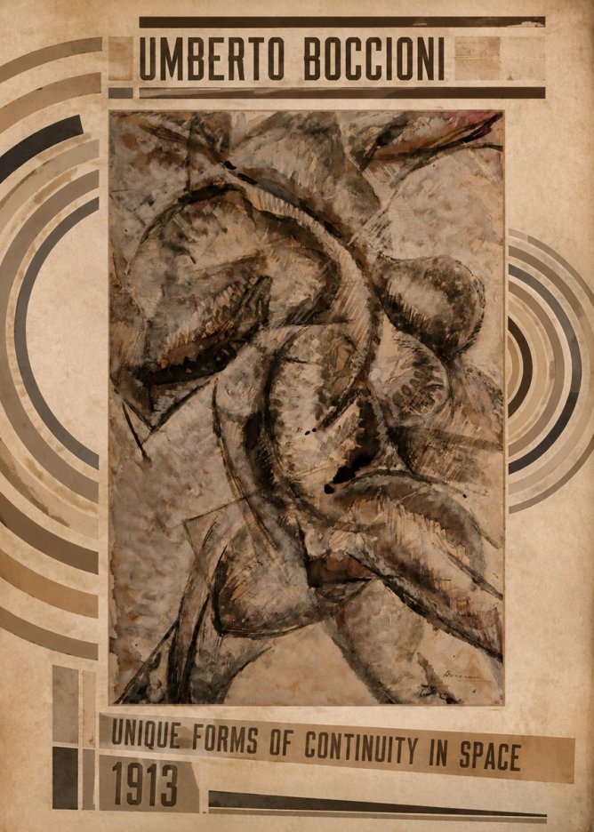 Umberto Boccioni Unique Forms of Continuity in Space No5 - Plakát