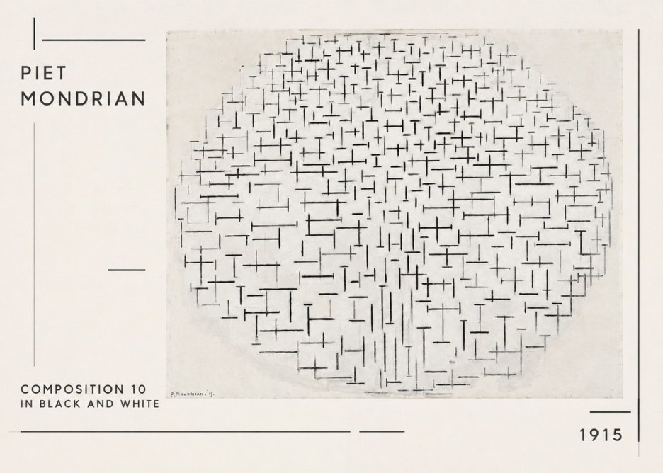 Piet Mondrian Composition 10 in Black and White No1 - Plakát