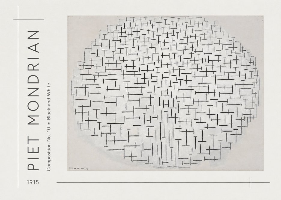 Piet Mondrian Composition 10 in Black and White No3 - Plakát