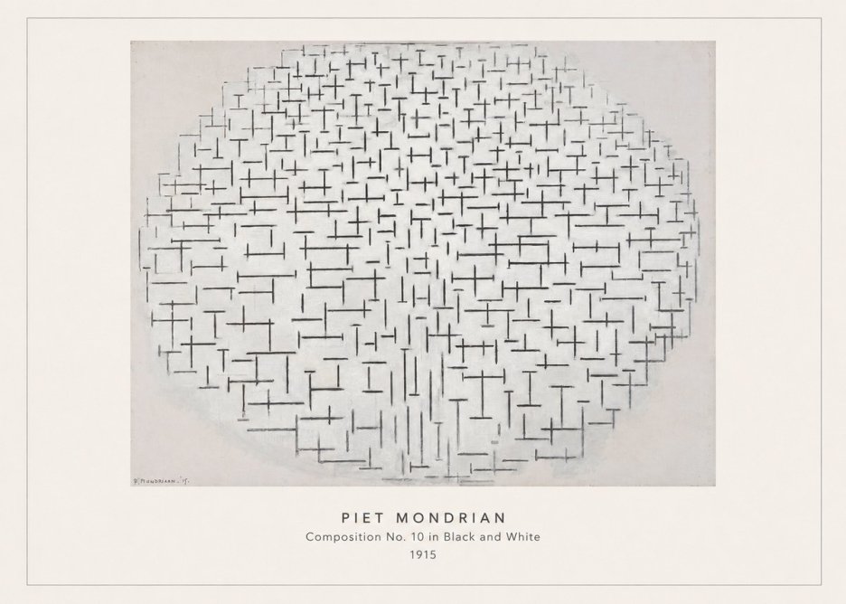Piet Mondrian Composition 10 in Black and White No4 - Plakát