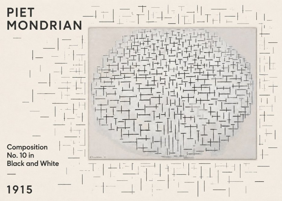 Piet Mondrian Composition 10 in Black and White No5 - Plakát