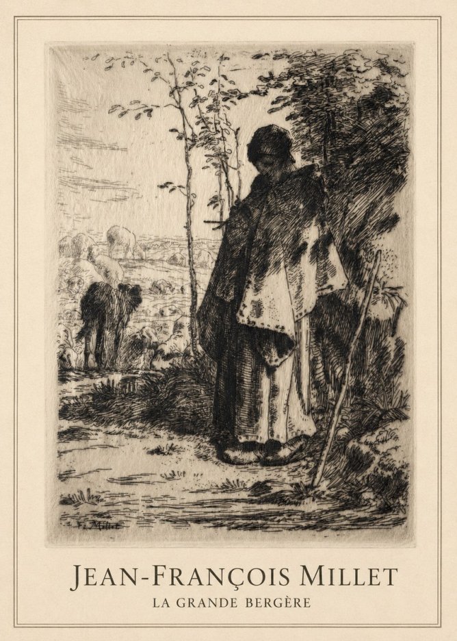 Jean-François Millet La Grande Bergère No1 - Plakát