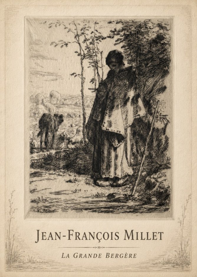 Jean-François Millet La Grande Bergère No3 - Plakát