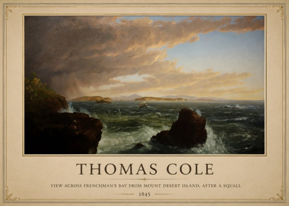 Thomas Cole View Across Frenchman's Bay from Mount Desert Island, After a Squall I No1 - Plakát