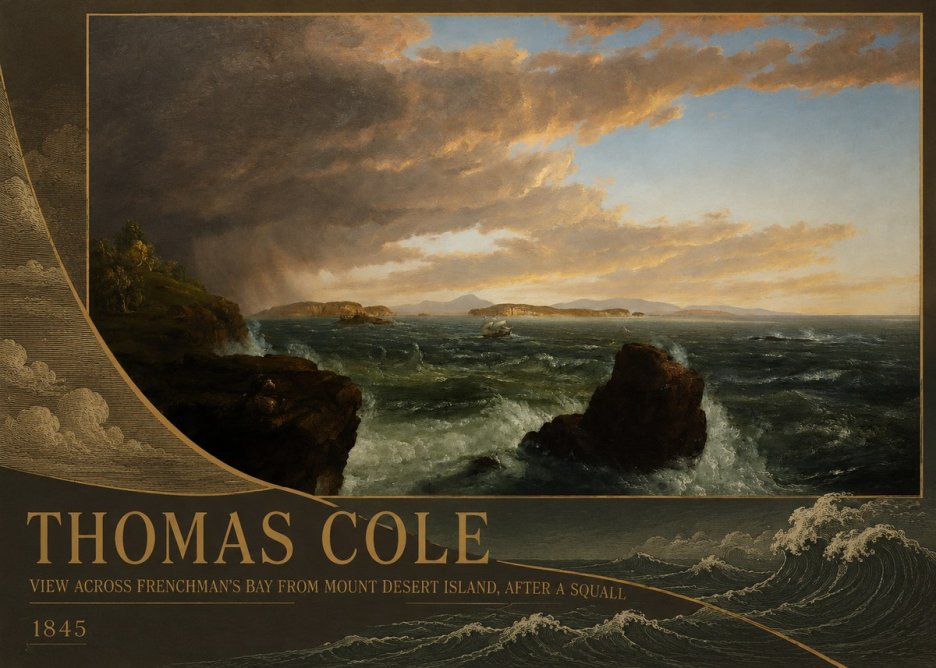 Thomas Cole View Across Frenchman's Bay from Mount Desert Island, After a Squall I No2 - Plakát