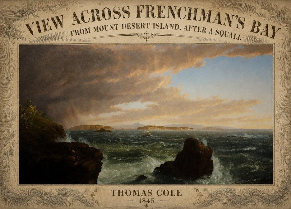 Thomas Cole View Across Frenchman's Bay from Mount Desert Island, After a Squall I No5 - Plakát
