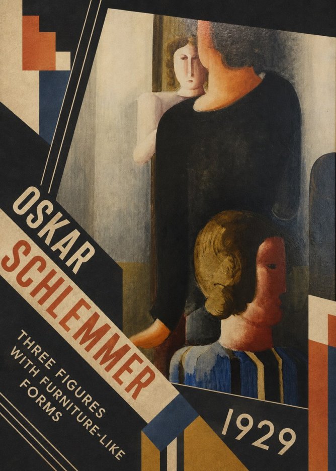 Oskar Schlemmer Three Figures with Furniture-like Forms No5 - Plakát
