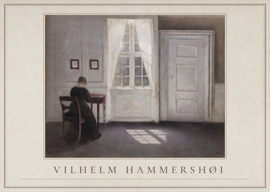 Vilhelm Hammershøi Interior with a Woman at a Table No1 - Plakát