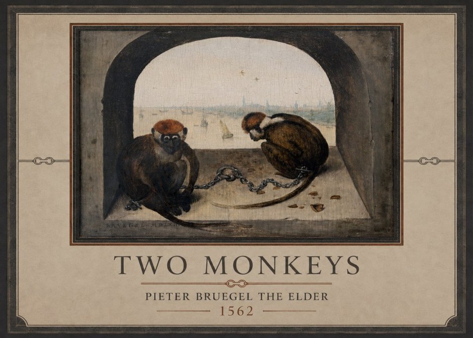 Pieter Bruegel Two Monkeys II No1 - Plakát