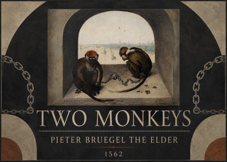 Pieter Bruegel Two Monkeys II No2 - Plakát