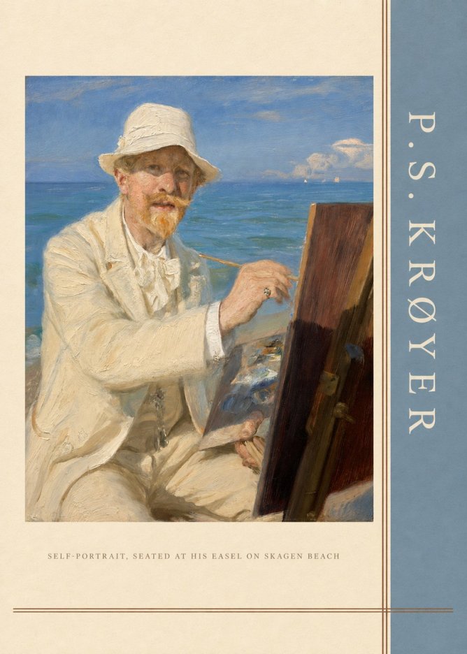 P.S. Krøyer Self-portrait, Seated at His Easel on Skagen Beach No2 - Plakát